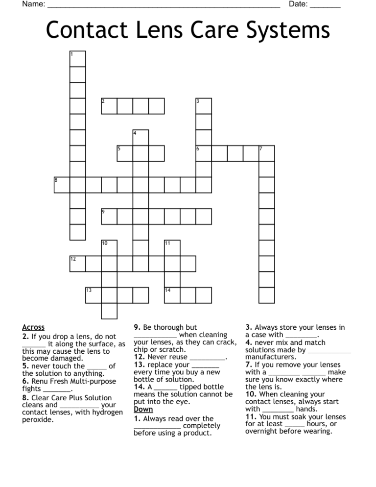 Big Brand In Contact Lens Care Crossword: Unlocking the Puzzle of Ocular Wellness