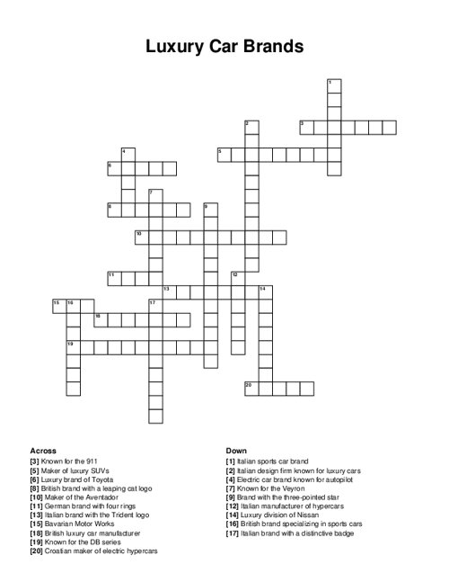 British Luxury Car Brand Crossword: Unlocking Automotive Knowledge, One Clue at a Time